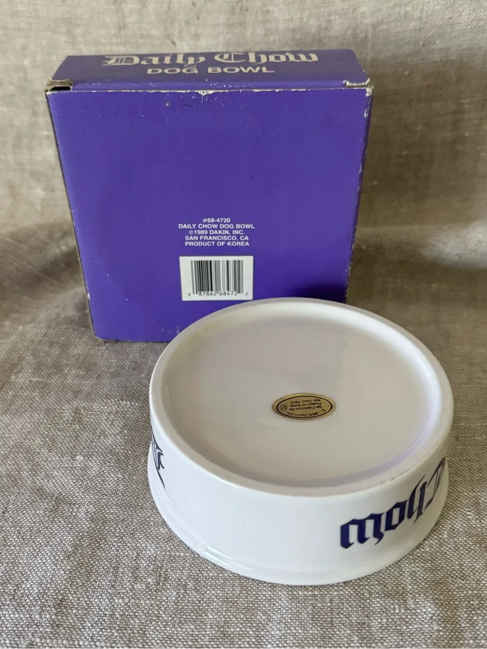 vintage Dakin Daily Chow ceramic dog bowl NIB